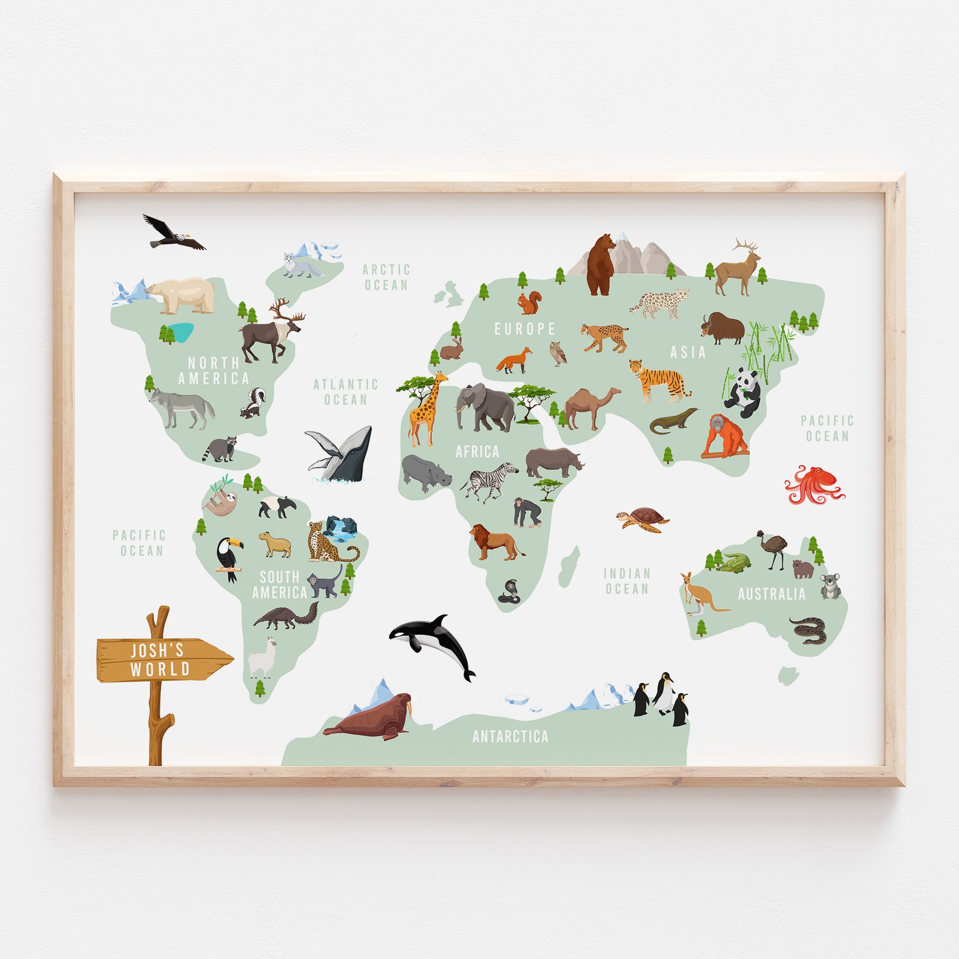 Personalised Animal Map Print – Wilbur & Peach